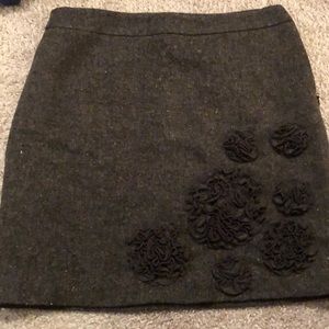 Brown Skirt with Flowers LOFT